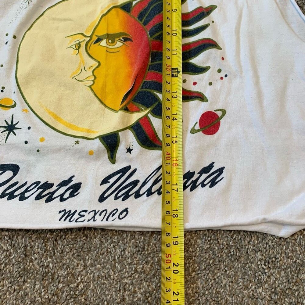 Vintage Aries White Cut Off Cropped T Shirt L Large Sun Moon Zodiac - Picture 8 of 8